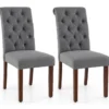 2er Set Esszimmerstühle mit Gepolsterter Sitzfläche & Rückenlehne Polsterstühle Essstühle Grau