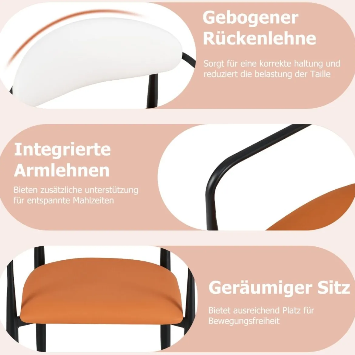 2er Set Esszimmerstühle mit Gepolstertem Sitz & Rückenlehne Polsterstuhl Küchenstühle