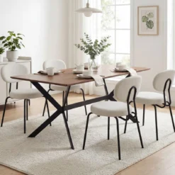 2er Set Esszimmerstühle mit Gepolsterter Sitzfläche & Rückenlehne Küchenstühle Essstühle Beige