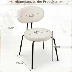 2er Set Esszimmerstühle mit Gepolsterter Sitzfläche & Rückenlehne Küchenstühle Essstühle Beige