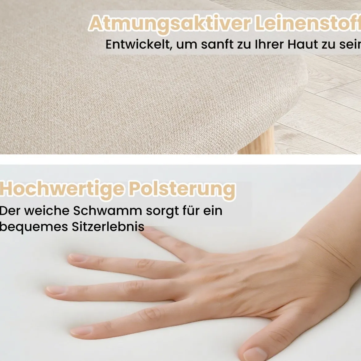 2er Set Esszimmerstühle mit Geschwungener Rückenlehne Gepolsterter Küchenstuhl Essstuhl