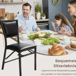 4er Set Esszimmerstühle mit Metallrahmen Klappbare Polsterstühle Küchenstühle