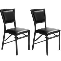 2er Set Esszimmerstühle mit Metallrahmen Klappbare Polsterstühle Küchenstühle