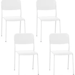 4er Set Esszimmerstühle mit Rückenlehne & Metallbeinen Stapelbare Küchenstühle aus PP