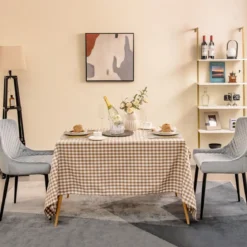 2er Set Esszimmerstühle mit Rücklehne und Metallbeinen Polsterstuhl Grau