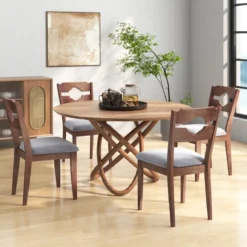 2er Set Esszimmerstühlen mit Gepolstertem Sitz Armlose Küchenstühle im Farmhaus-Stil