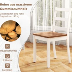 4er Set Esszimmerstuhl aus Holz Armloser Küchenstuhl mit Gummibaumholz-Beinen bis zu 180 kg Belastbar