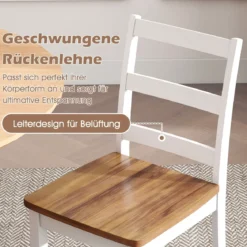 4er Set Esszimmerstuhl aus Holz Armloser Küchenstuhl mit Gummibaumholz-Beinen bis zu 180 kg Belastbar