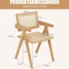 4er Set Esszimmerstuhl Küchenstuhl aus Bambus & simulierter Rattan 50 x 52 x 81cm Natur