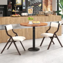 2er Set Esszimmerstuhl mit Gepolsterten Sitzen & Massivholzrahmen Klappstühle Braun