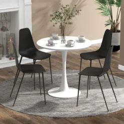 4er Set Esszimmerstuhl ohne Armlehnen mit Metallbeinen Moderne Küchenstühle Schwarz