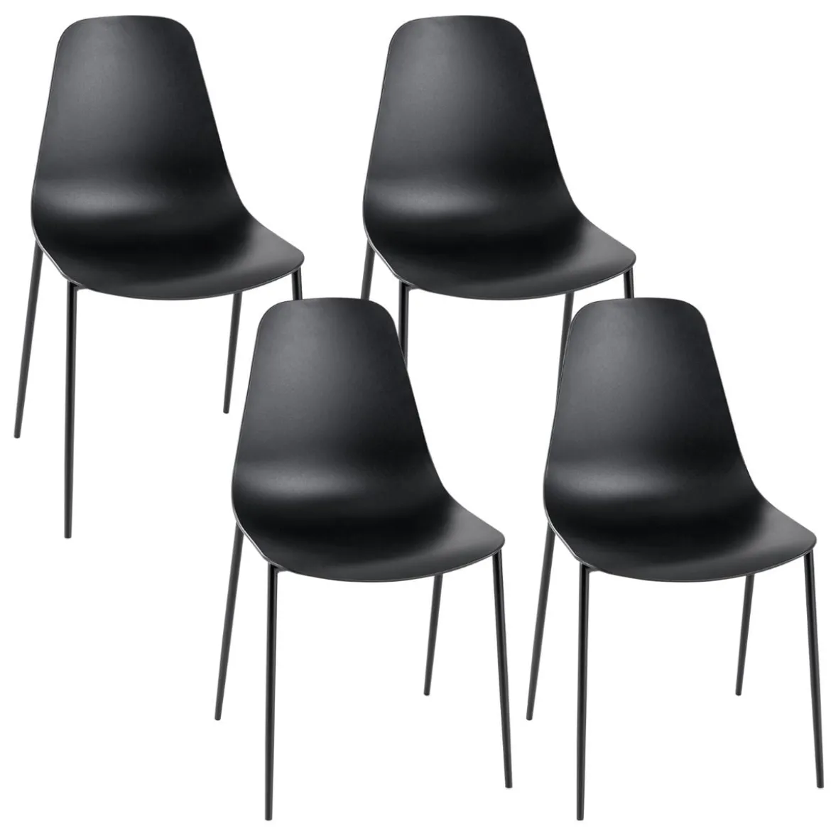 4er Set Esszimmerstuhl ohne Armlehnen mit Metallbeinen Moderne Küchenstühle Schwarz