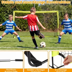 2er Set Fußballtor für Kinder mit Verstärkten Glasfaserstangen 180 x 120 x 120 cm Grün