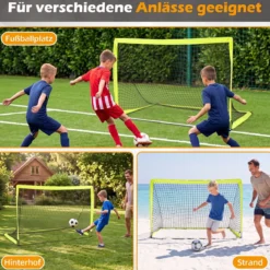 2er Set Fußballtor für Kinder mit Verstärkten Glasfaserstangen 180 x 120 x 120 cm Grün