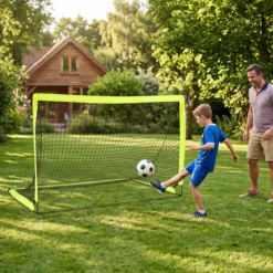 2er Set Fußballtor für Kinder mit Verstärkten Glasfaserstangen 180 x 120 x 120 cm Grün