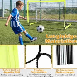 2er Set Fußballtor für Kinder mit Verstärkten Glasfaserstangen 180 x 120 x 120 cm Grün