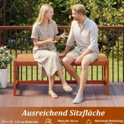 2er Set Gartenbank aus Holz Outdoor Holzbank mit Teaköl-Finish und Geschwungener Sitzfläche