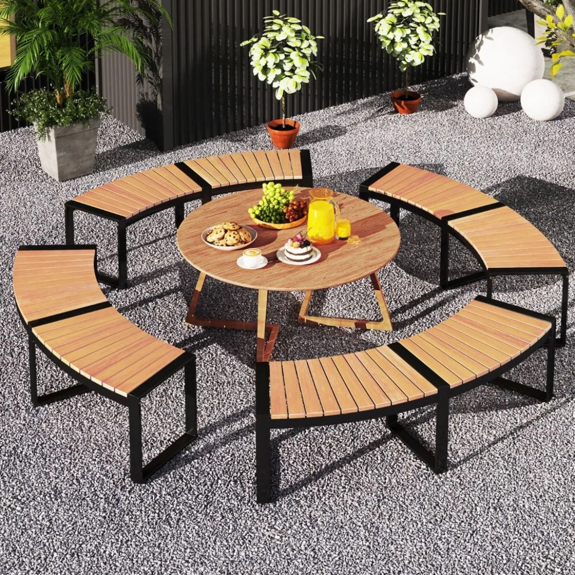 1/2er Set Gartenbank ohne Rückenlehne Wetterfeste Sitzbank bis 360 kg Belastbar Parkbank