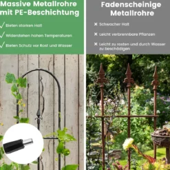 2er Set Garten Spalier für Kletterpflanzen Rostfreier Metall Pflanzenstützrahmen für Hochbeet