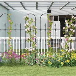 2er Set Garten Spalier für Kletterpflanzen Rostfreier Metall Pflanzenstützrahmen für Hochbeet