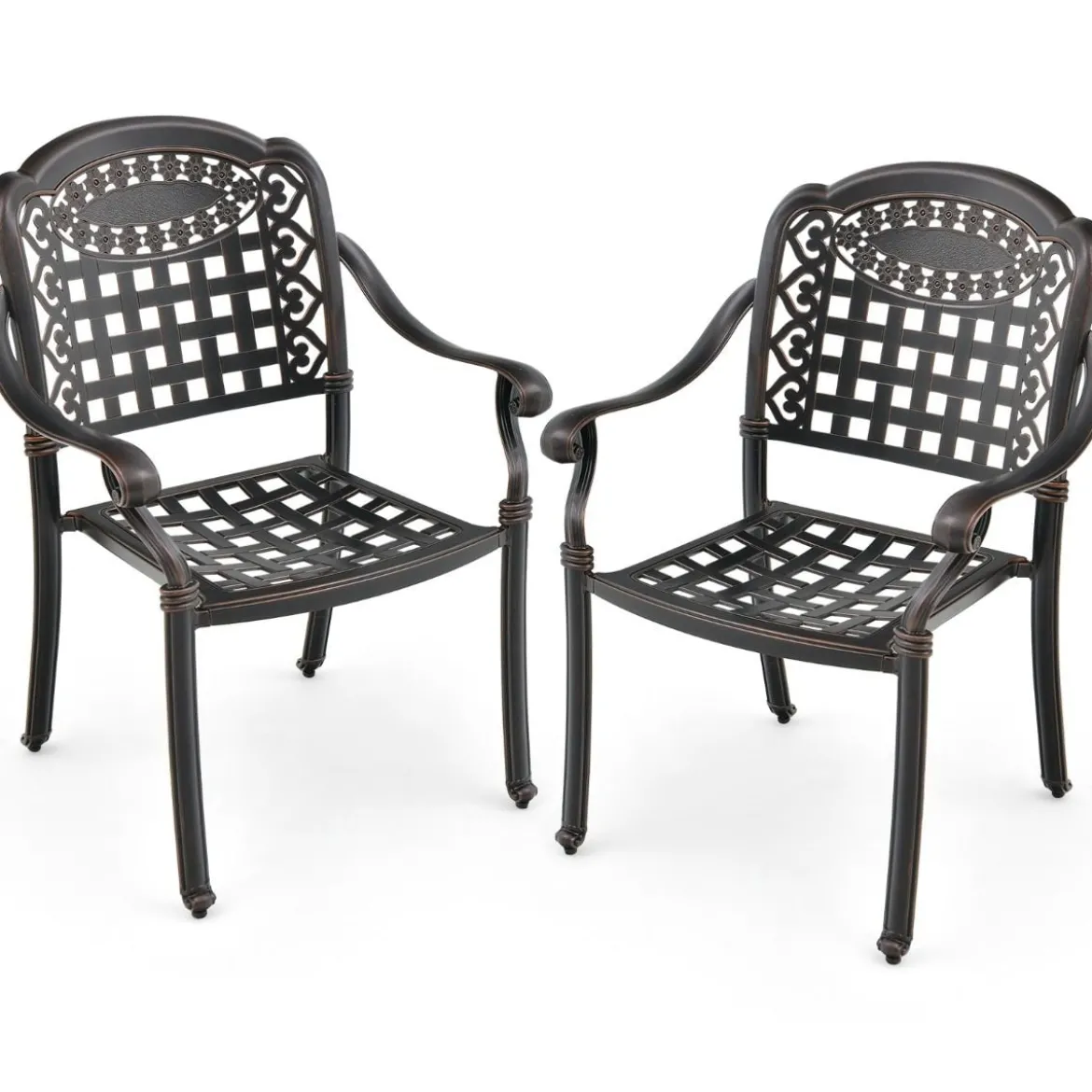 2er Set Gartenstühle aus Alu mit Armlehnen Stapelstühle Gartensessel für Balkon