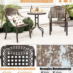 2er Set Gartenstühle aus Alu mit Armlehnen Stapelstühle Gartensessel für Balkon