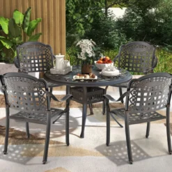 2er Set Gartenstühle aus Alu mit Armlehnen Stapelstühle Gartensessel für Balkon