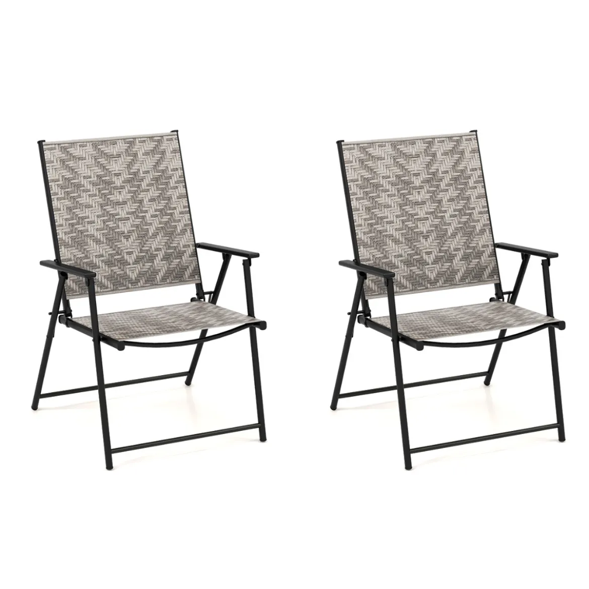 2er Set Gartenstühle aus Polyrattan mit Armlehnen Klappstühle Balkonstühle Terrassenstühle