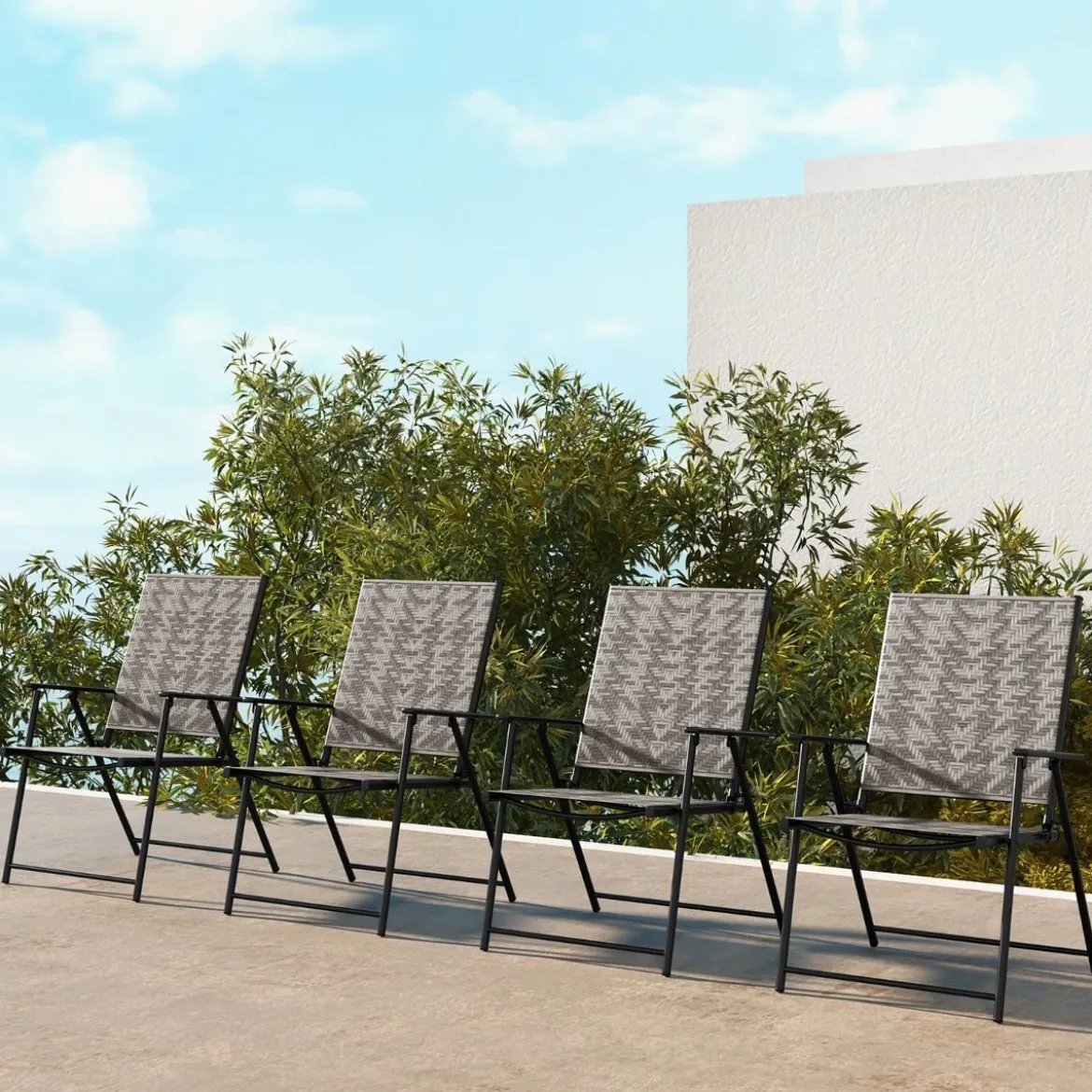2er Set Gartenstühle aus Polyrattan mit Armlehnen Klappstühle Balkonstühle Terrassenstühle