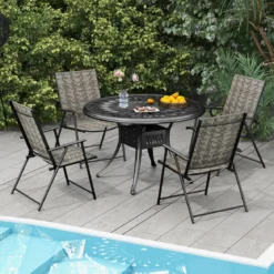 2er Set Gartenstühle aus Polyrattan mit Armlehnen Klappstühle Balkonstühle Terrassenstühle