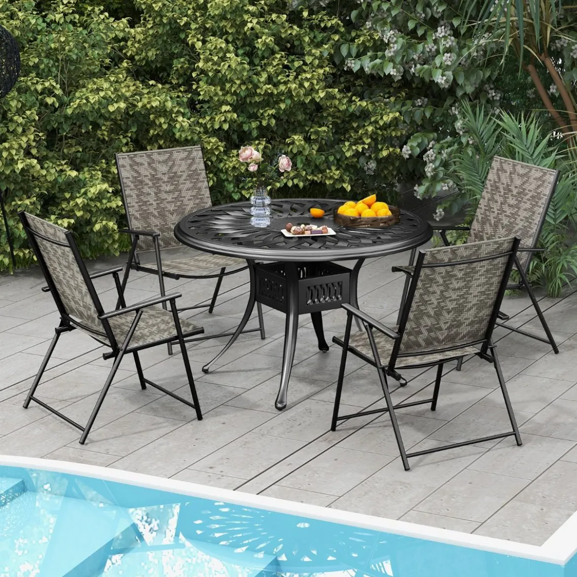2er Set Gartenstühle aus Polyrattan mit Armlehnen Klappstühle Balkonstühle Terrassenstühle