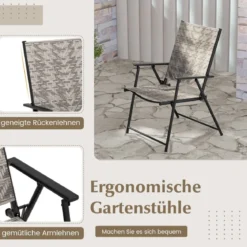 2er Set Gartenstühle aus Polyrattan mit Armlehnen Klappstühle Balkonstühle Terrassenstühle