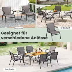 2er Set Gartenstühle Balkonstühle mit Stmungsaktivem Stoff Terrassenstühle bis 150 kg Belastbar