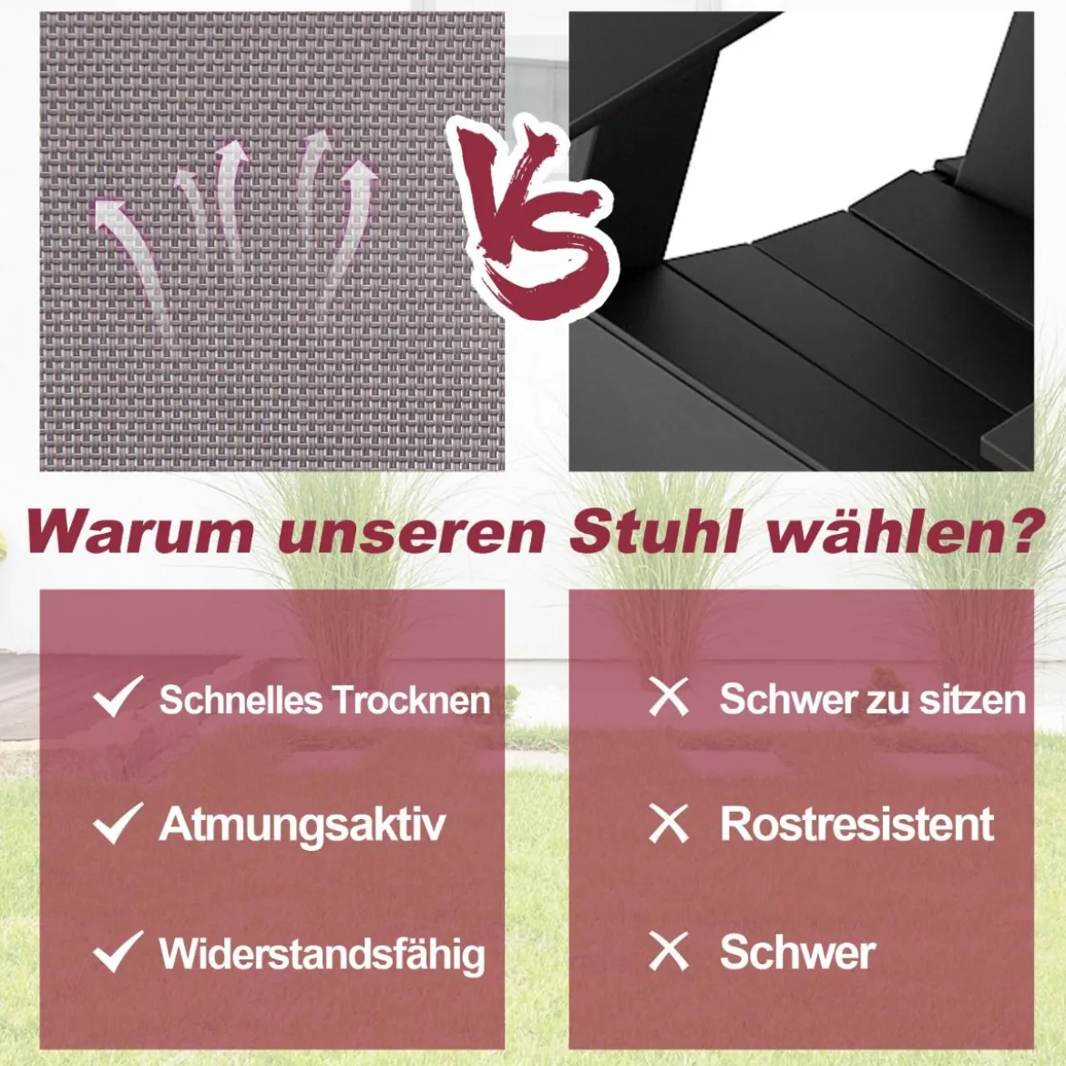 2er Set Gartenstühle klappbar Balkonstühle mit Armlehnen Hochlehner Klappstühle Grau