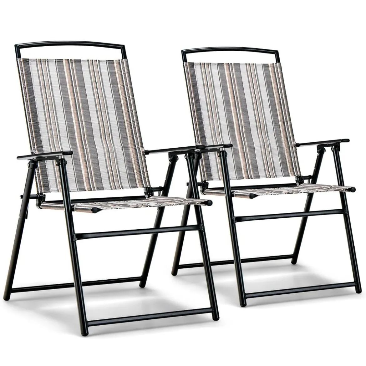 2er Set Gartenstühle Klappstühle mit Armlehnen 51 x 61,5 x 92 cm Grau
