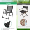 4er Set Gartenstühle mit Armlehnen & Rückenlehne & Atmungsaktivem Sitz Klappstühle Schwarz