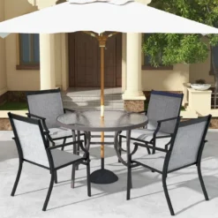 2er Set Gartenstühle mit Atmungsaktiver Sitzfläche & Metallrahmen bis 150 kg Belastbar