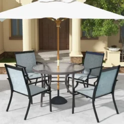 2er Set Gartenstühle mit Atmungsaktiver Sitzfläche & Metallrahmen bis 150 kg Belastbar