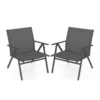 2er Set Gartenstühle mit Atmungsaktivem Stoff Balkonstühle Terrassenstühle Grau