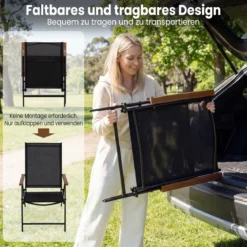 4er Set Gartenstühle mit 5-Fach Verstellbarer Rückenlehne Klappbare Balkonstühle bis 150 kg