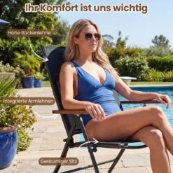 4er Set Gartenstühle mit 5-Fach Verstellbarer Rückenlehne Klappbare Balkonstühle bis 150 kg