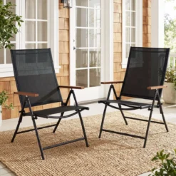 4er Set Gartenstühle mit 5-Fach Verstellbarer Rückenlehne Klappbare Balkonstühle bis 150 kg