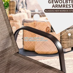 2er Set Gartenstühle mit Gebogenen Armlehnen & Verstärktem Metallrahmen Outdoor Bistrostühle