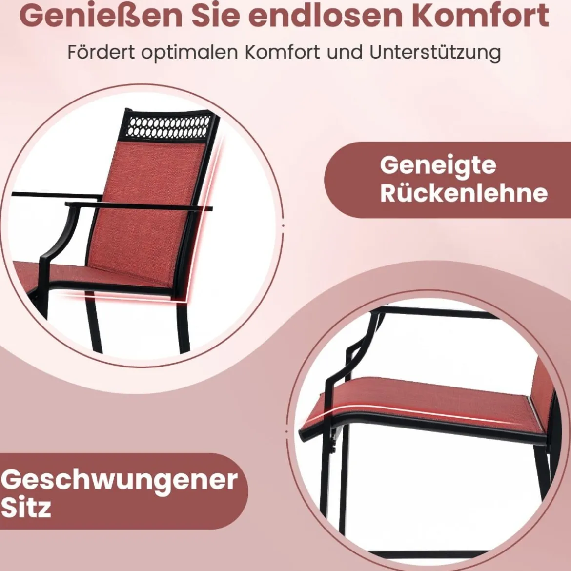 2er Set Gartenstühle mit Schnell Trocknendem Stoff Hohe Terrassenstühle Balkonstühle