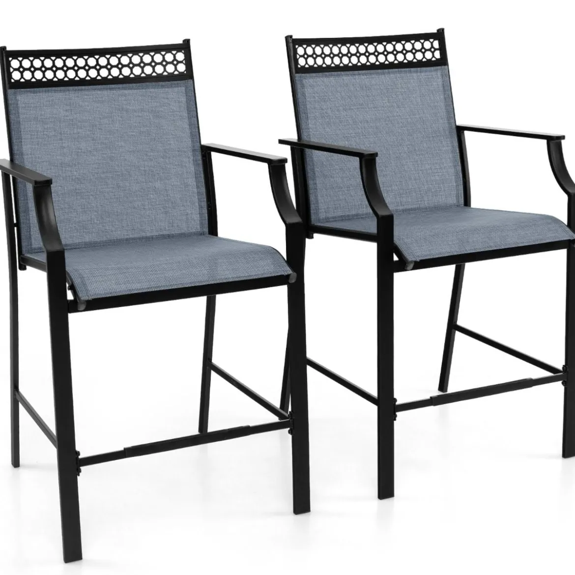 2er Set Gartenstühle mit Schnell Trocknendem Stoff Hohe Terrassenstühle Balkonstühle