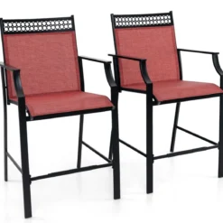 2er Set Gartenstühle mit Schnell Trocknendem Stoff Hohe Terrassenstühle Balkonstühle