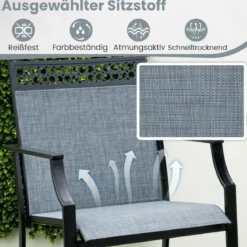2er Set Gartenstühle mit Schnell Trocknendem Stoff Hohe Terrassenstühle Balkonstühle