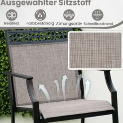2er Set Gartenstühle mit Schnell Trocknendem Stoff Hohe Terrassenstühle Balkonstühle