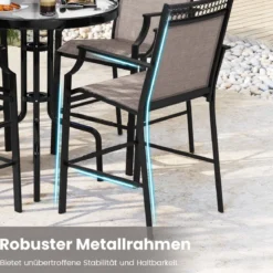 2er Set Gartenstühle mit Schnell Trocknendem Stoff Hohe Terrassenstühle Balkonstühle