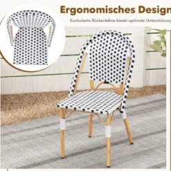 2er Set Gartenstühle Rattan Terrassenstühle ohne Armlehnen Balkonstühle 56,5 x 41 x 88,5 cm